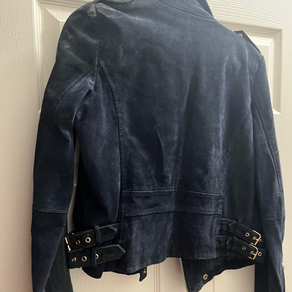 Mango Black Suede Leather Jacket